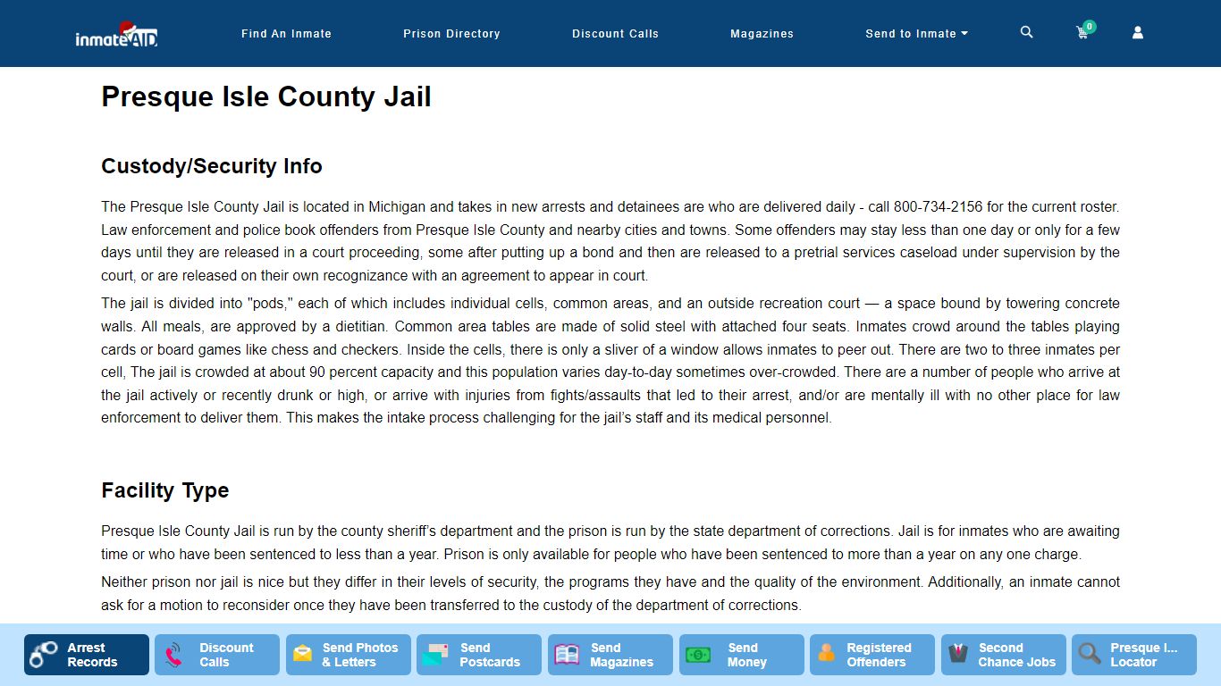 Presque Isle County Jail - InmateAid